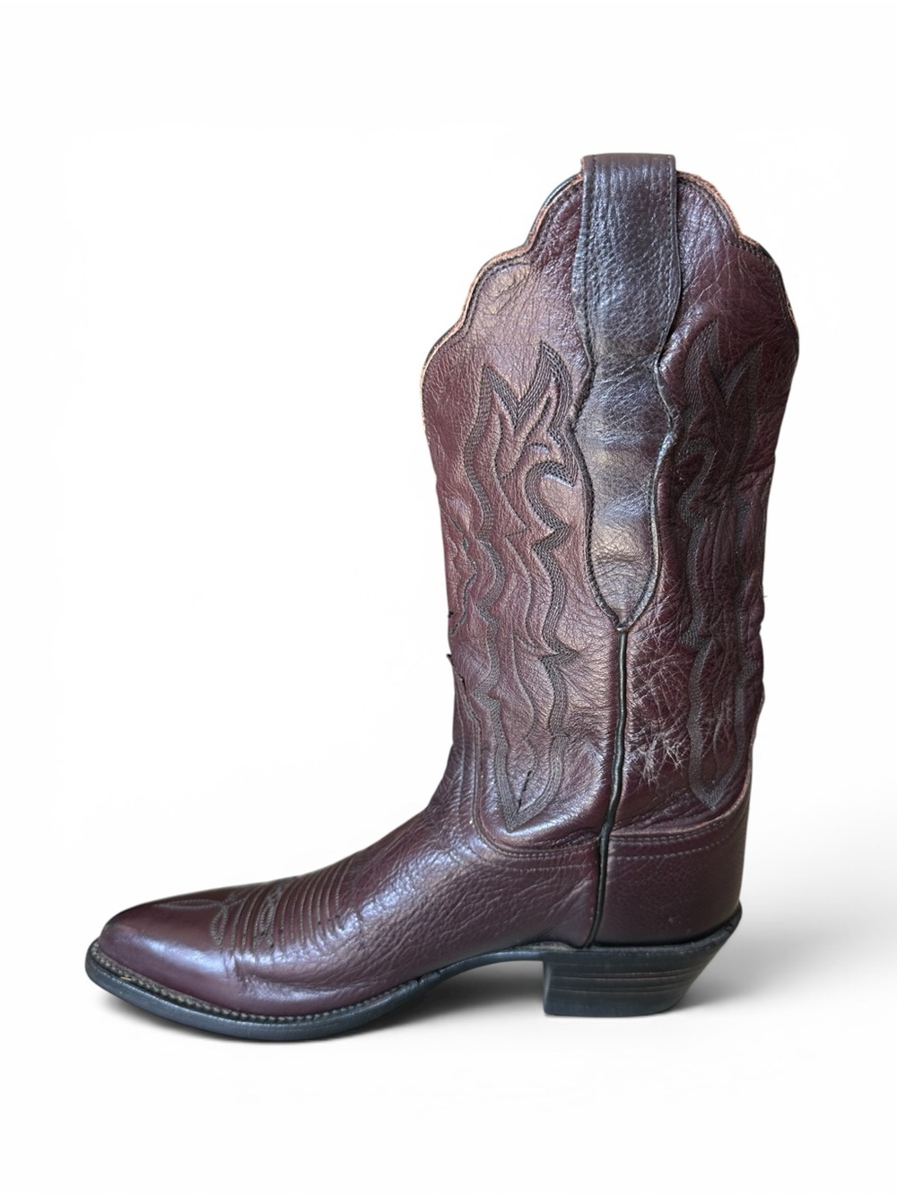 Lucchese 2000 Women’s 7 B Burgundy Leather Snip Toe Western Cowboy Boots